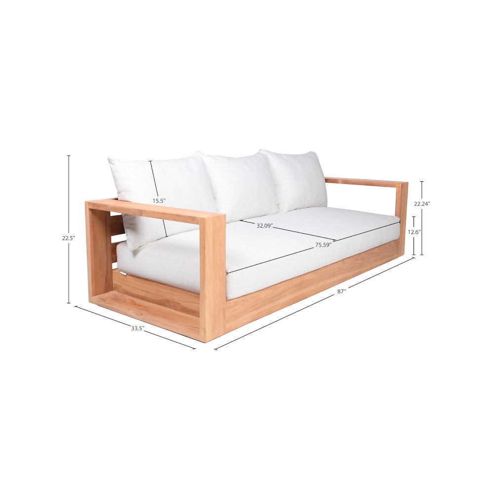 Tulum Off White Water Resistant Fabric Outdoor Sofa. Picture 7