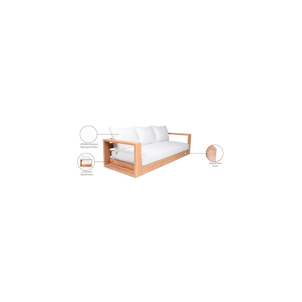 Tulum Off White Water Resistant Fabric Outdoor Sofa. Picture 8
