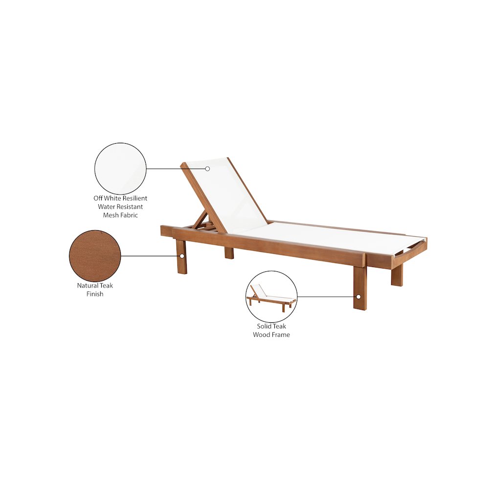 Tulum Off White Water Resistant Fabric Outdoor Patio Lounger. Picture 7