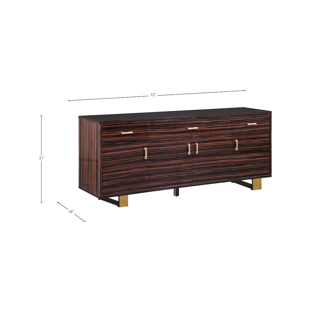Excel Brown Zebra Wood Veneer Lacquer Sideboard/Buffet. Picture 4
