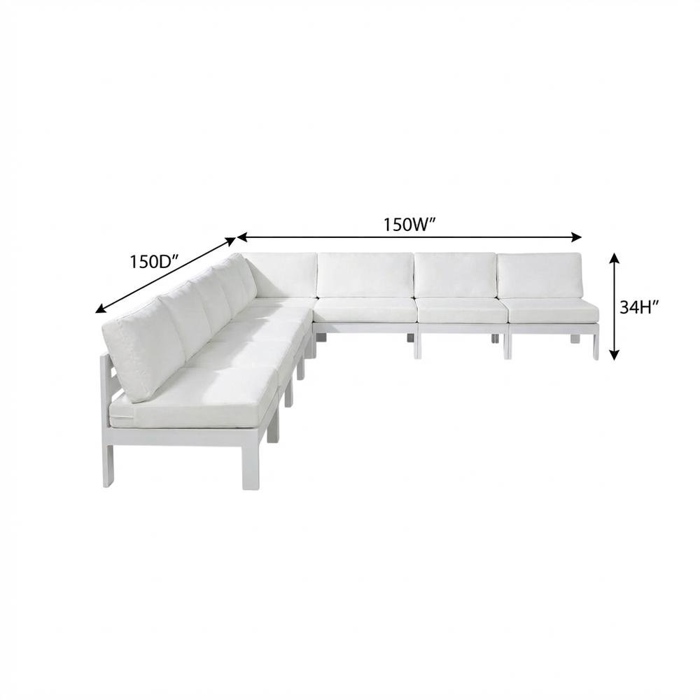 White Fabric Outdoor Patio Modular Sectional With Contemporary Design. Picture 7