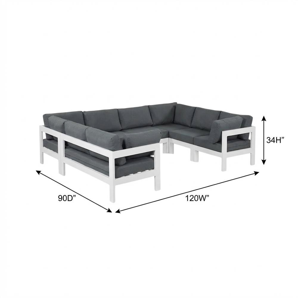 Gray Fabric Outdoor Patio Modular Sectional With Contemporary Style. Picture 7