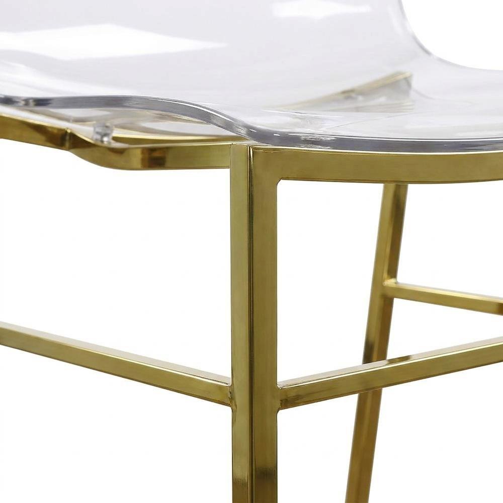 Lucite Polycarbonate Counter Stool with Gold Metal Frame. Picture 7