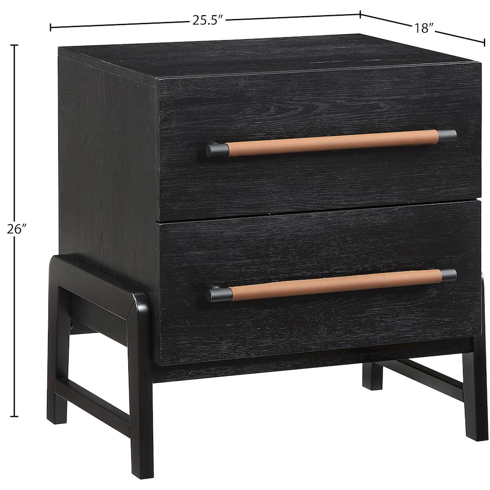 Kaya Black Vegan Leather Night Stand. Picture 10