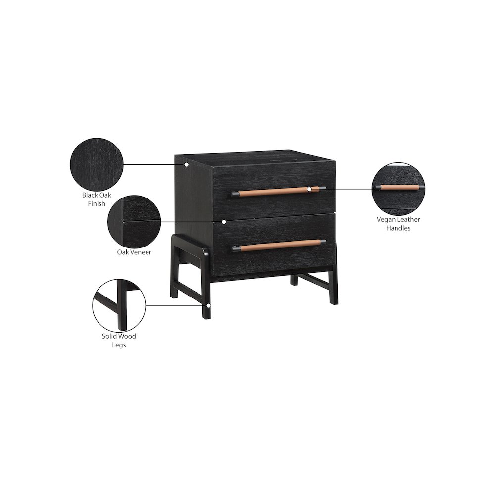 Kaya Black Vegan Leather Night Stand. Picture 11