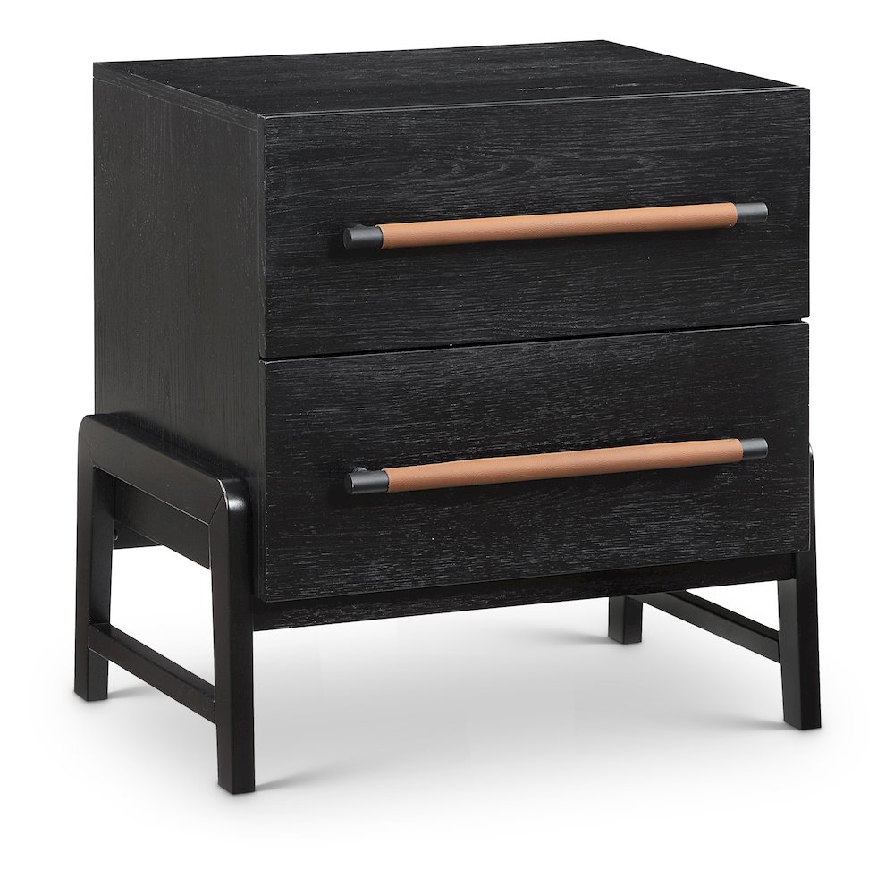 Kaya Black Vegan Leather Night Stand. Picture 1