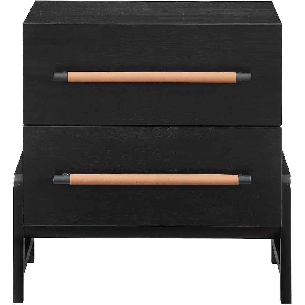 Kaya Black Vegan Leather Night Stand. Picture 2