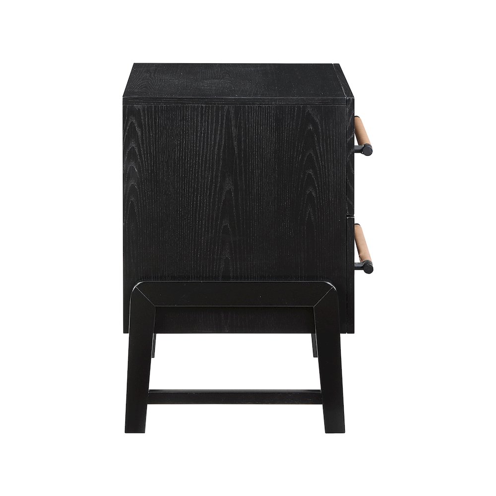 Kaya Black Vegan Leather Night Stand. Picture 3