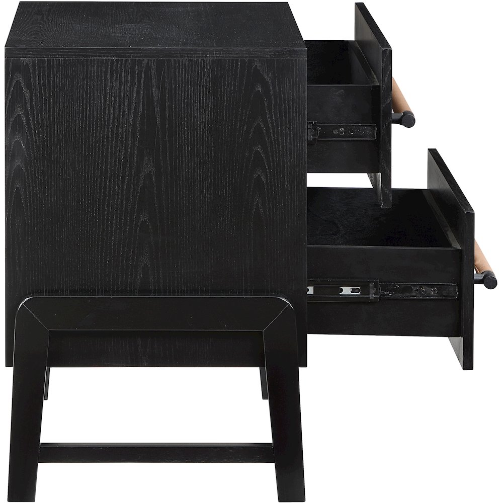 Kaya Black Vegan Leather Night Stand. Picture 4