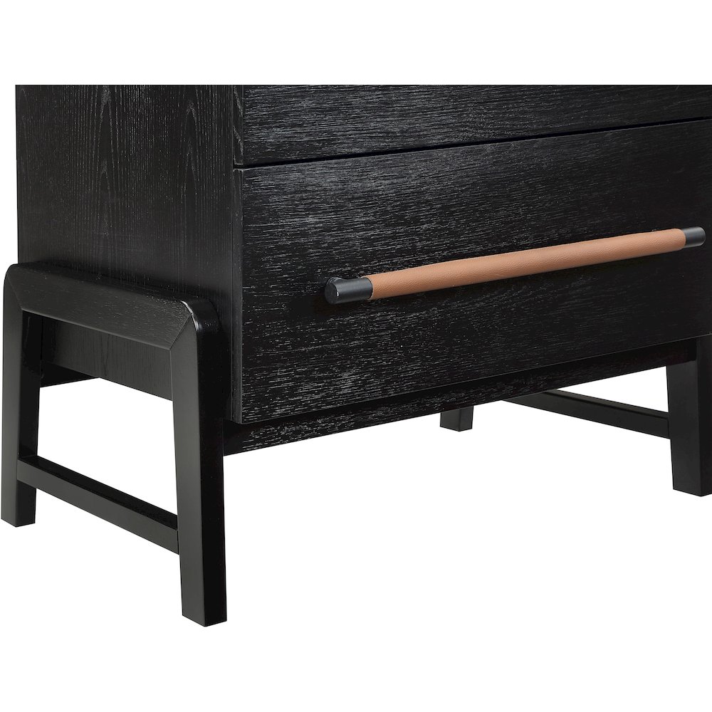 Kaya Black Vegan Leather Night Stand. Picture 6