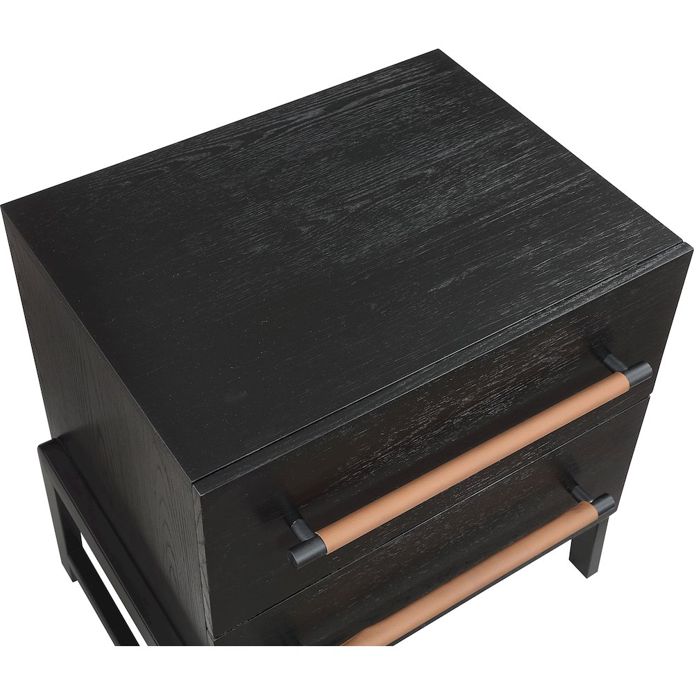Kaya Black Vegan Leather Night Stand. Picture 7