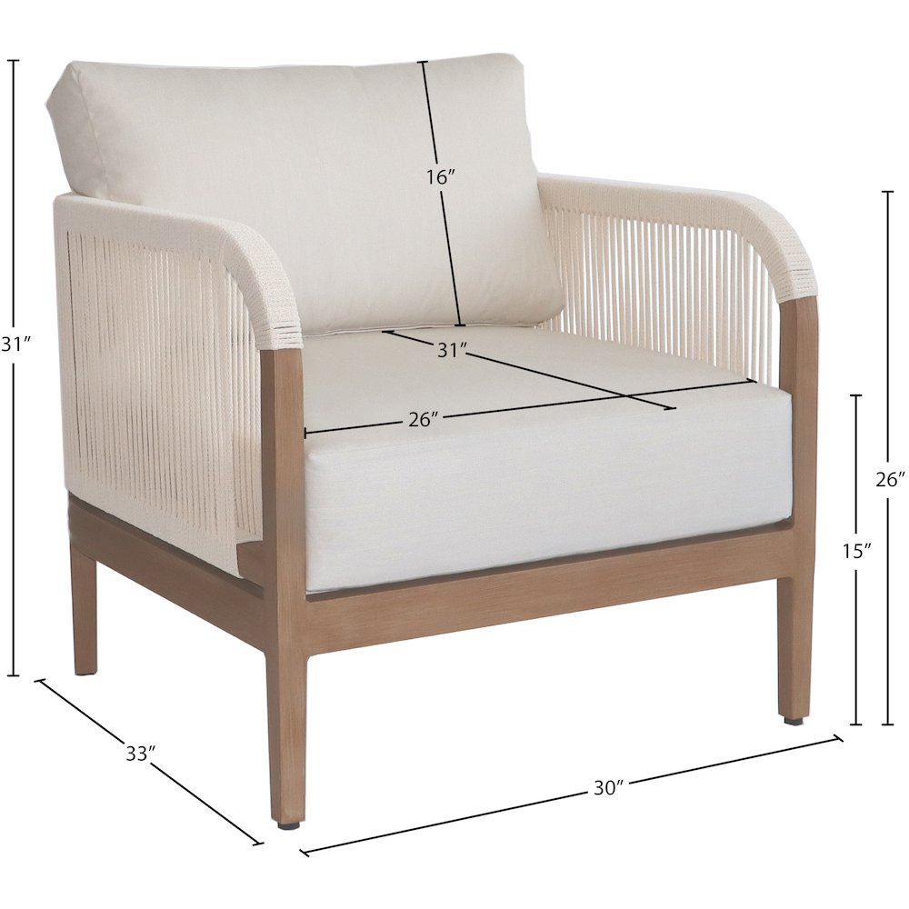 Maui Cream Water Resistant Fabric Outdoor Patio Chair. Picture 6