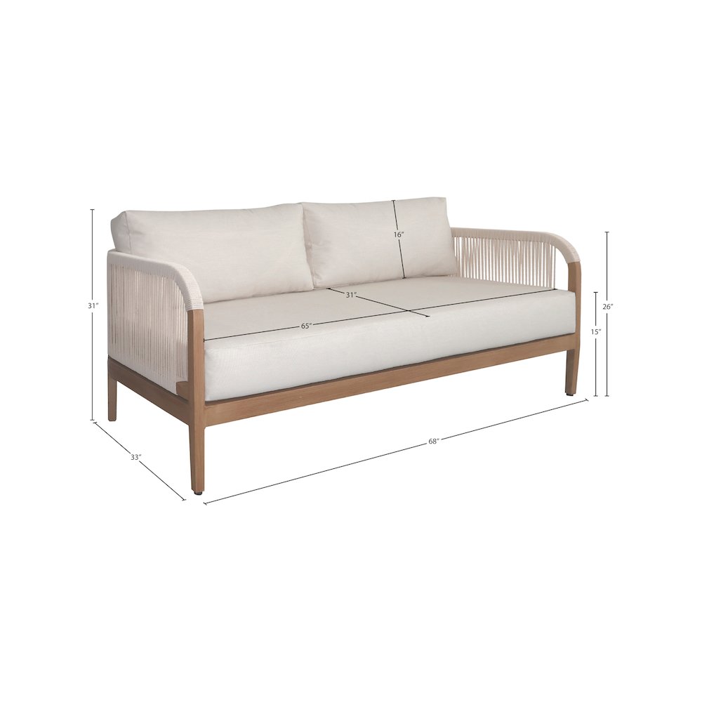 Maui Cream Water Resistant Fabric Outdoor Patio Loveseat. Picture 6