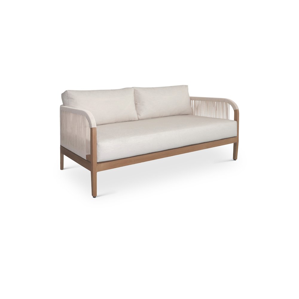 Maui Cream Water Resistant Fabric Outdoor Patio Loveseat. Picture 1