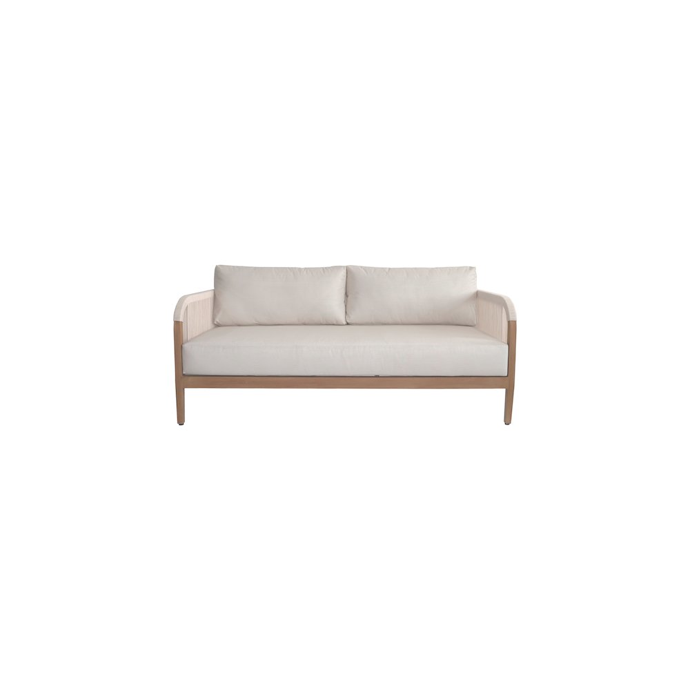 Maui Cream Water Resistant Fabric Outdoor Patio Loveseat. Picture 2