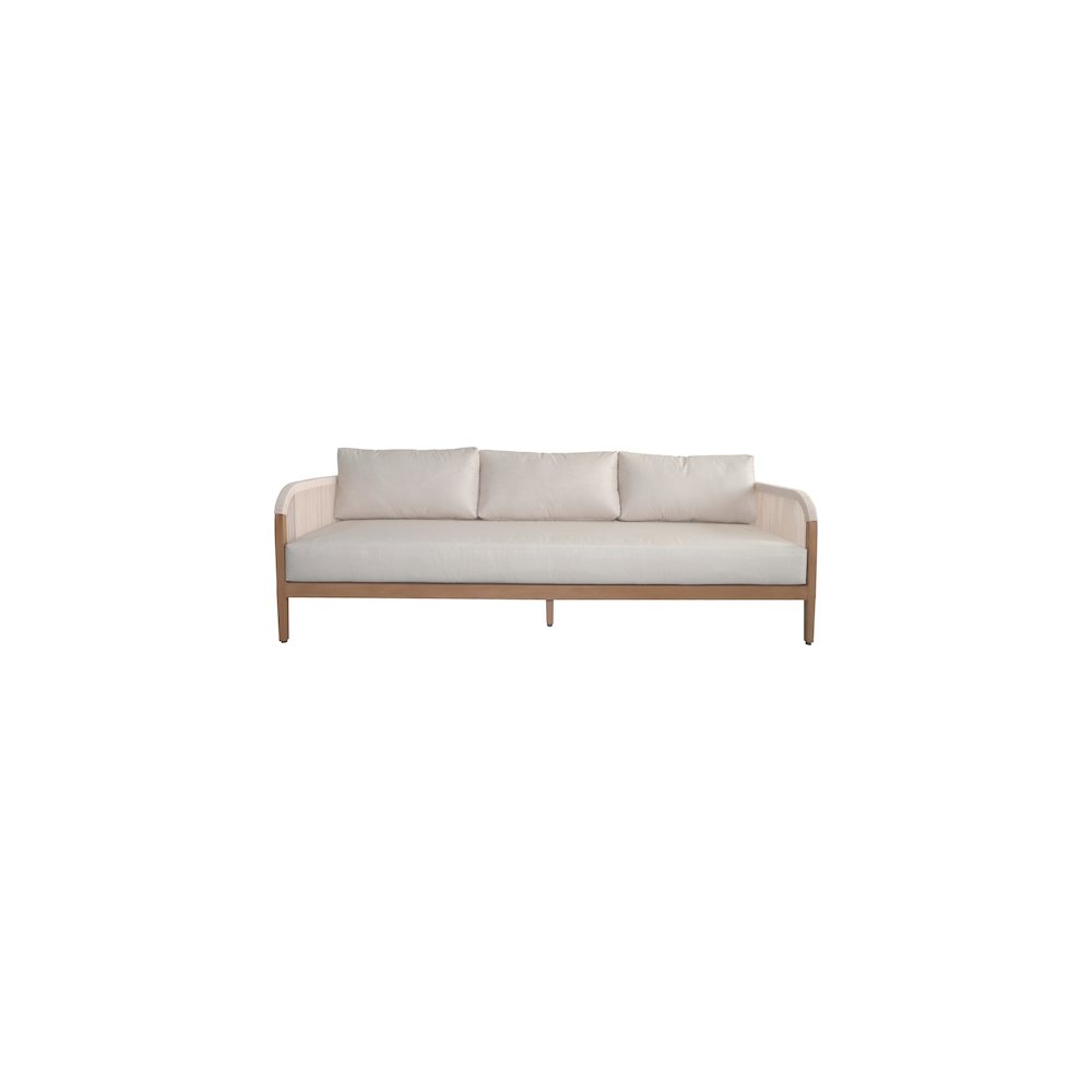 Maui Cream Water Resistant Fabric Outdoor Patio Sofa. Picture 2