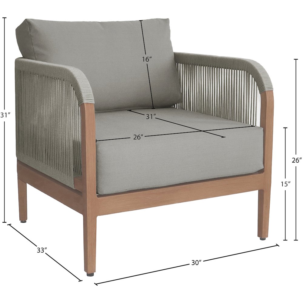 Maui Grey Water Resistant Fabric Outdoor Patio Chair. Picture 7