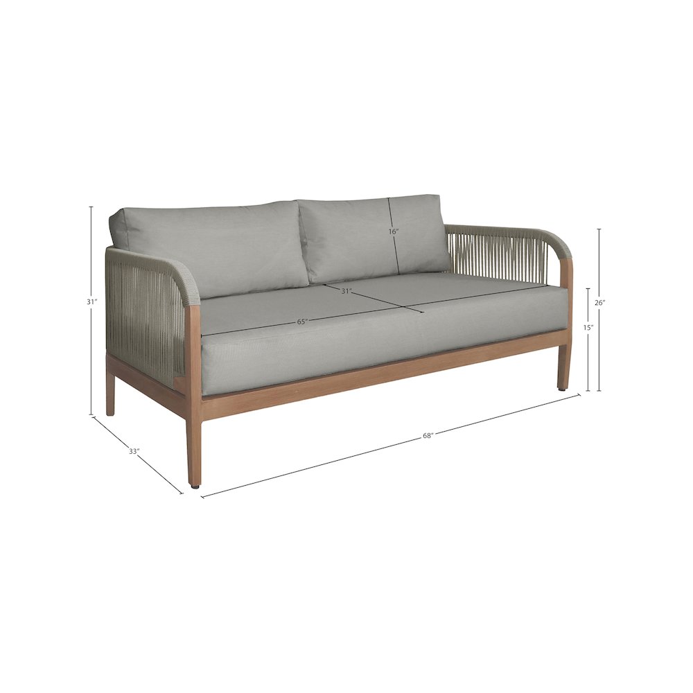Maui Grey Water Resistant Fabric Outdoor Patio Loveseat. Picture 7