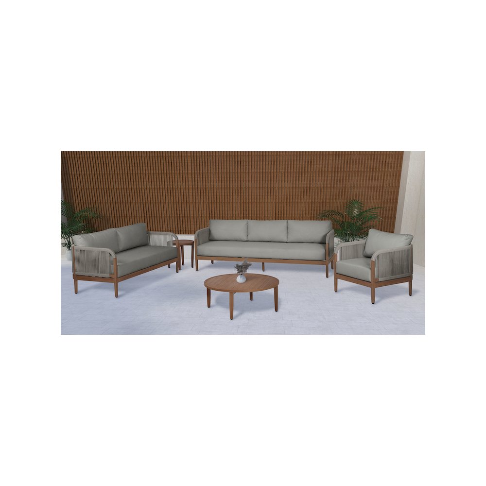 Maui Grey Water Resistant Fabric Outdoor Patio Loveseat. Picture 6