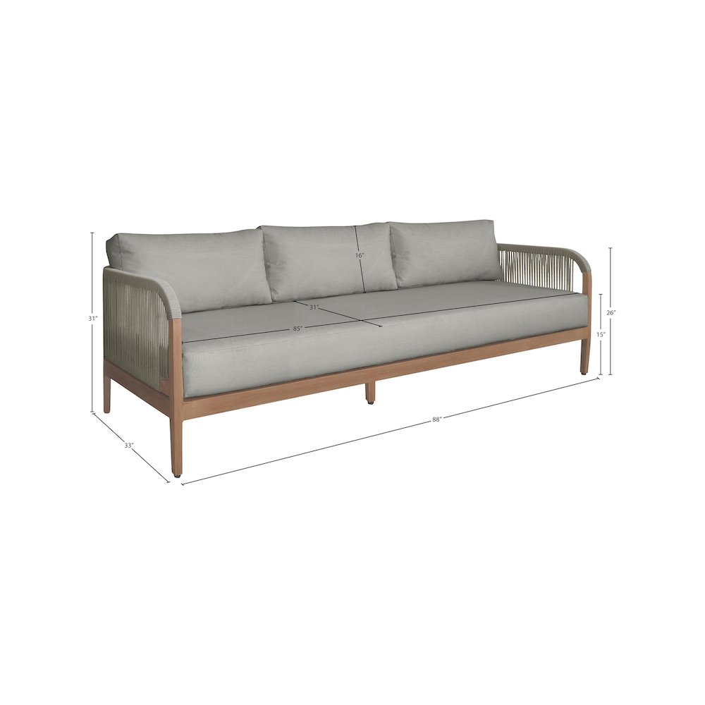 Maui Grey Water Resistant Fabric Outdoor Patio Sofa. Picture 7