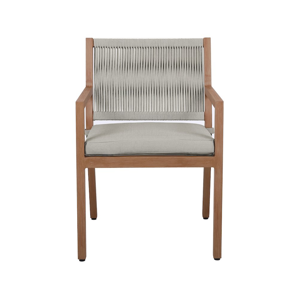 Maui Grey Water Resistant Fabric Outdoor Patio Dining Arm Chair, Set of 2. Picture 3