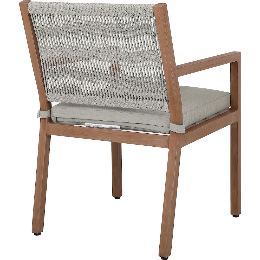 Maui Grey Water Resistant Fabric Outdoor Patio Dining Arm Chair, Set of 2. Picture 4