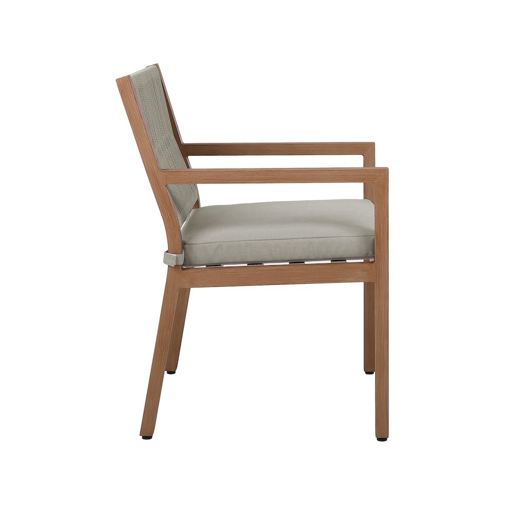 Maui Grey Water Resistant Fabric Outdoor Patio Dining Arm Chair, Set of 2. Picture 5