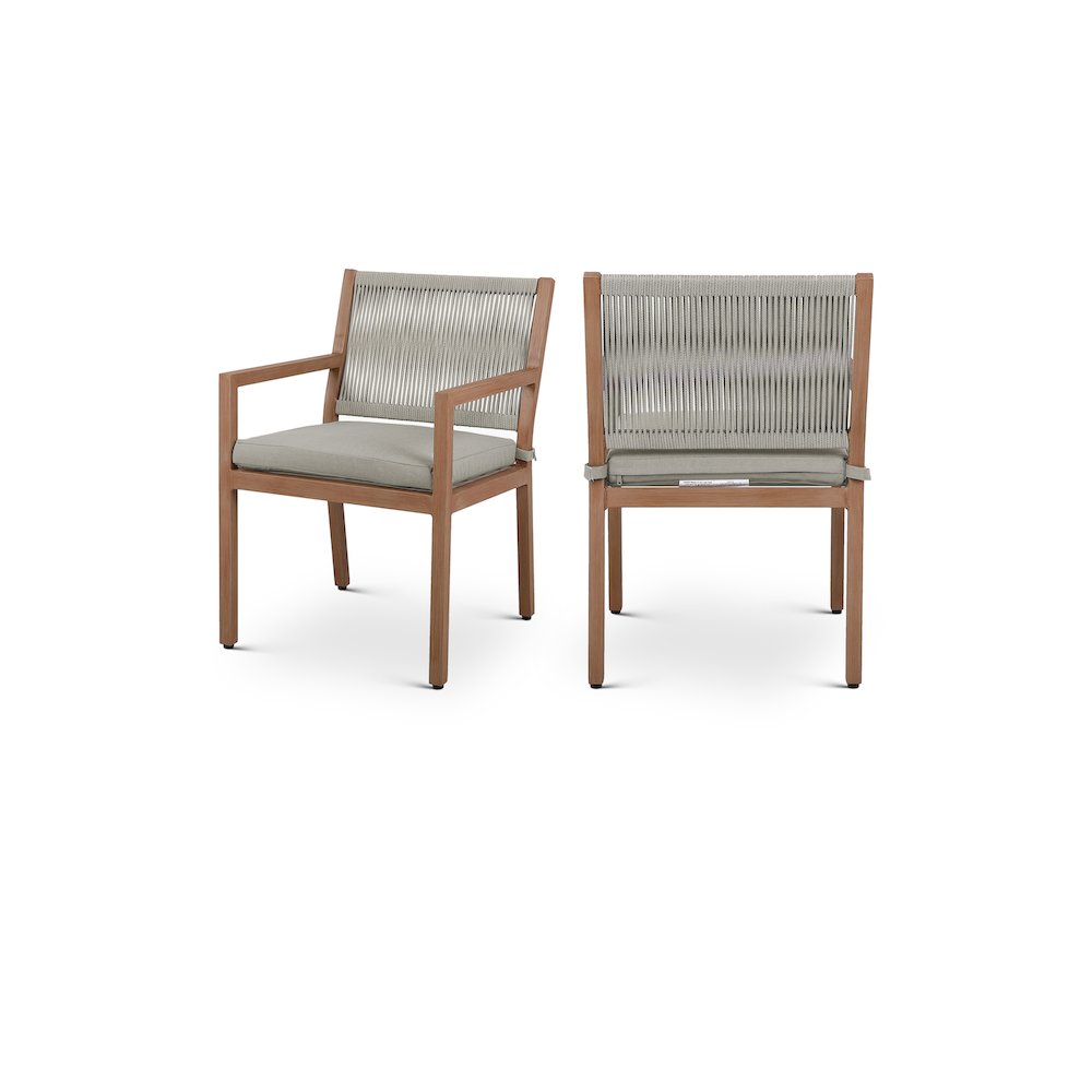 Maui Grey Water Resistant Fabric Outdoor Patio Dining Arm Chair, Set of 2. Picture 1