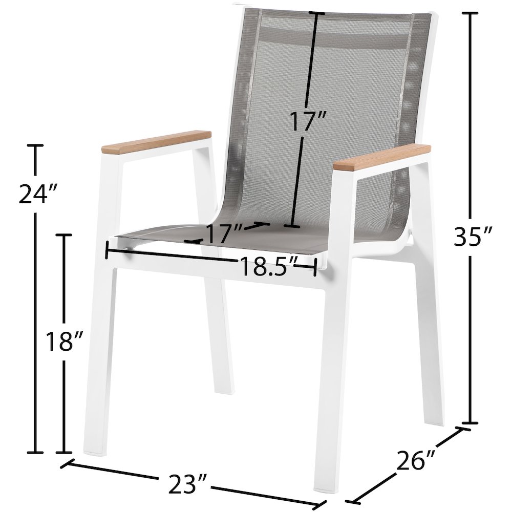 Nizuc Grey Mesh Water Resistant Fabric Outdoor Patio Dining Arm Chair, Set of 2. Picture 6
