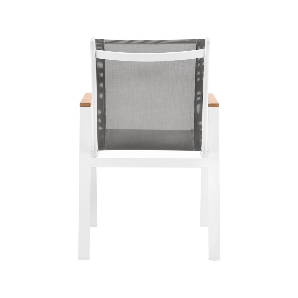 Nizuc Grey Mesh Water Resistant Fabric Outdoor Patio Dining Arm Chair, Set of 2. Picture 2