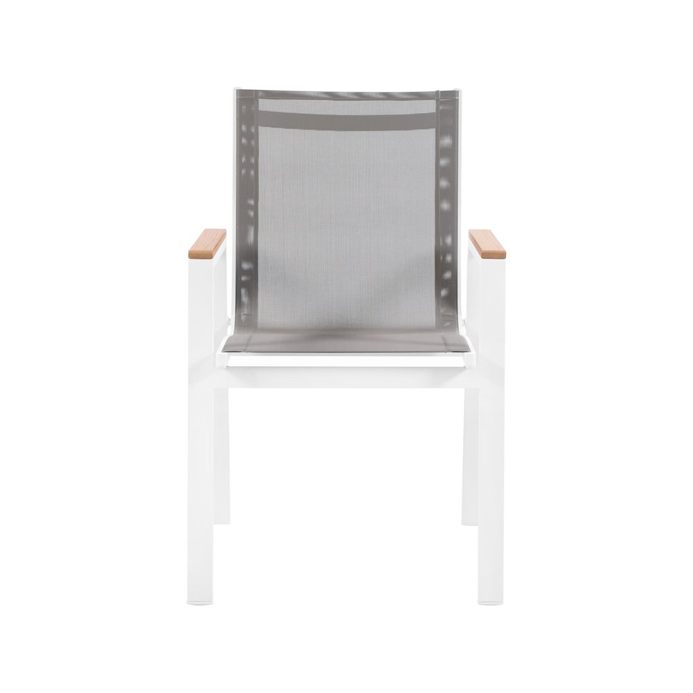 Nizuc Grey Mesh Water Resistant Fabric Outdoor Patio Dining Arm Chair, Set of 2. Picture 3