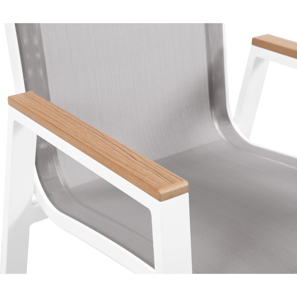 Nizuc Grey Mesh Water Resistant Fabric Outdoor Patio Dining Arm Chair, Set of 2. Picture 5