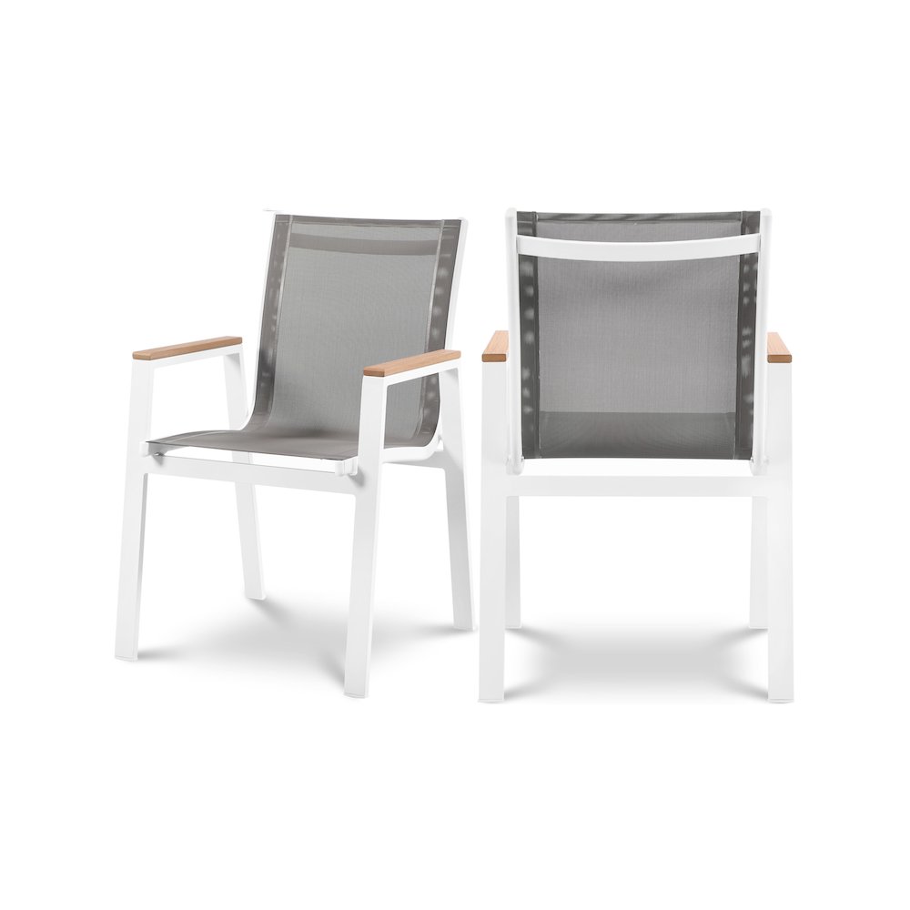 Nizuc Grey Mesh Water Resistant Fabric Outdoor Patio Dining Arm Chair, Set of 2. Picture 1