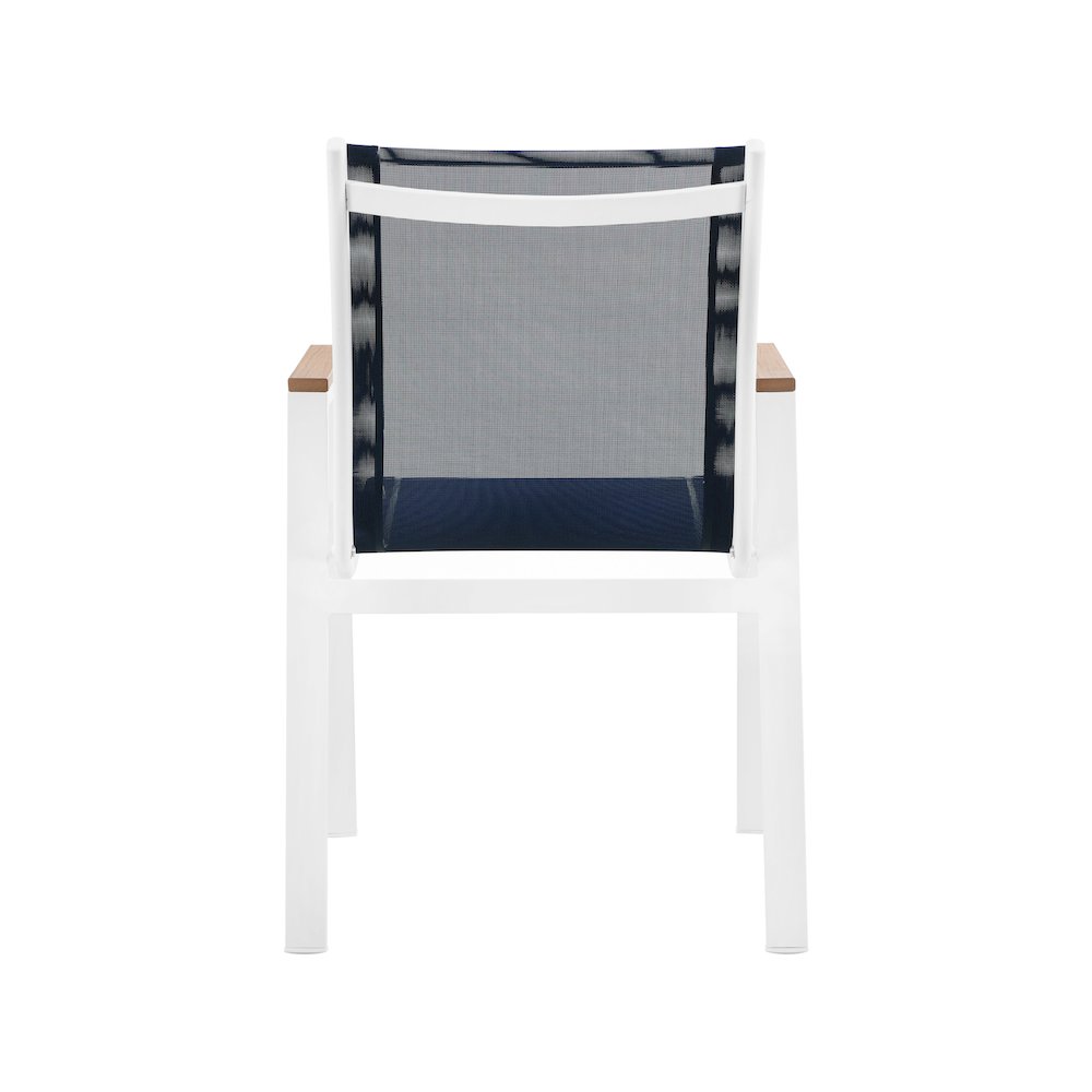 Nizuc Navy Mesh Water Resistant Fabric Outdoor Patio Dining Arm Chair, Set of 2. Picture 2