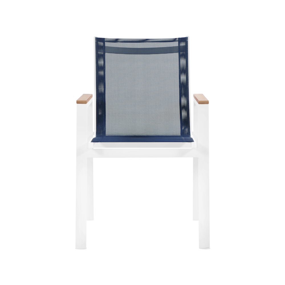 Nizuc Navy Mesh Water Resistant Fabric Outdoor Patio Dining Arm Chair, Set of 2. Picture 3