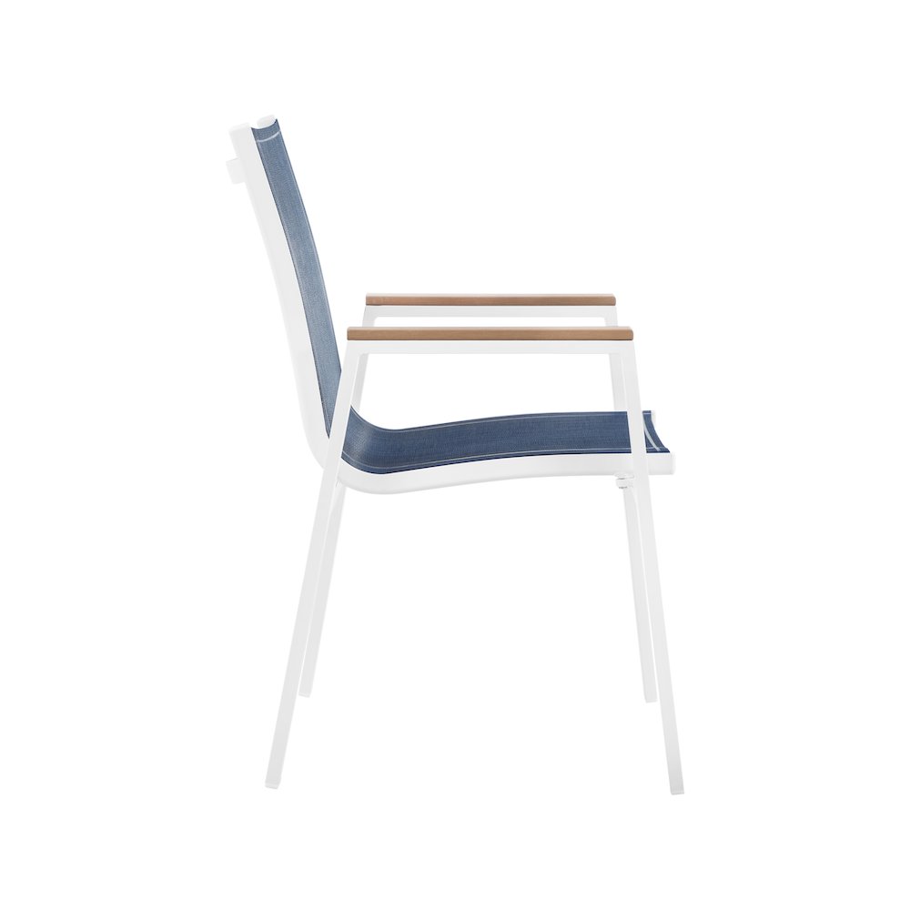 Nizuc Navy Mesh Water Resistant Fabric Outdoor Patio Dining Arm Chair, Set of 2. Picture 4