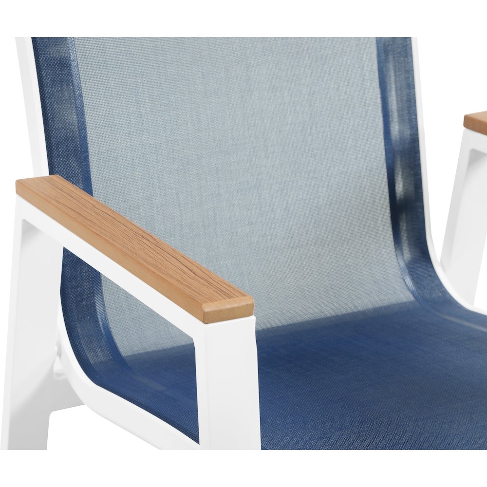 Nizuc Navy Mesh Water Resistant Fabric Outdoor Patio Dining Arm Chair, Set of 2. Picture 5