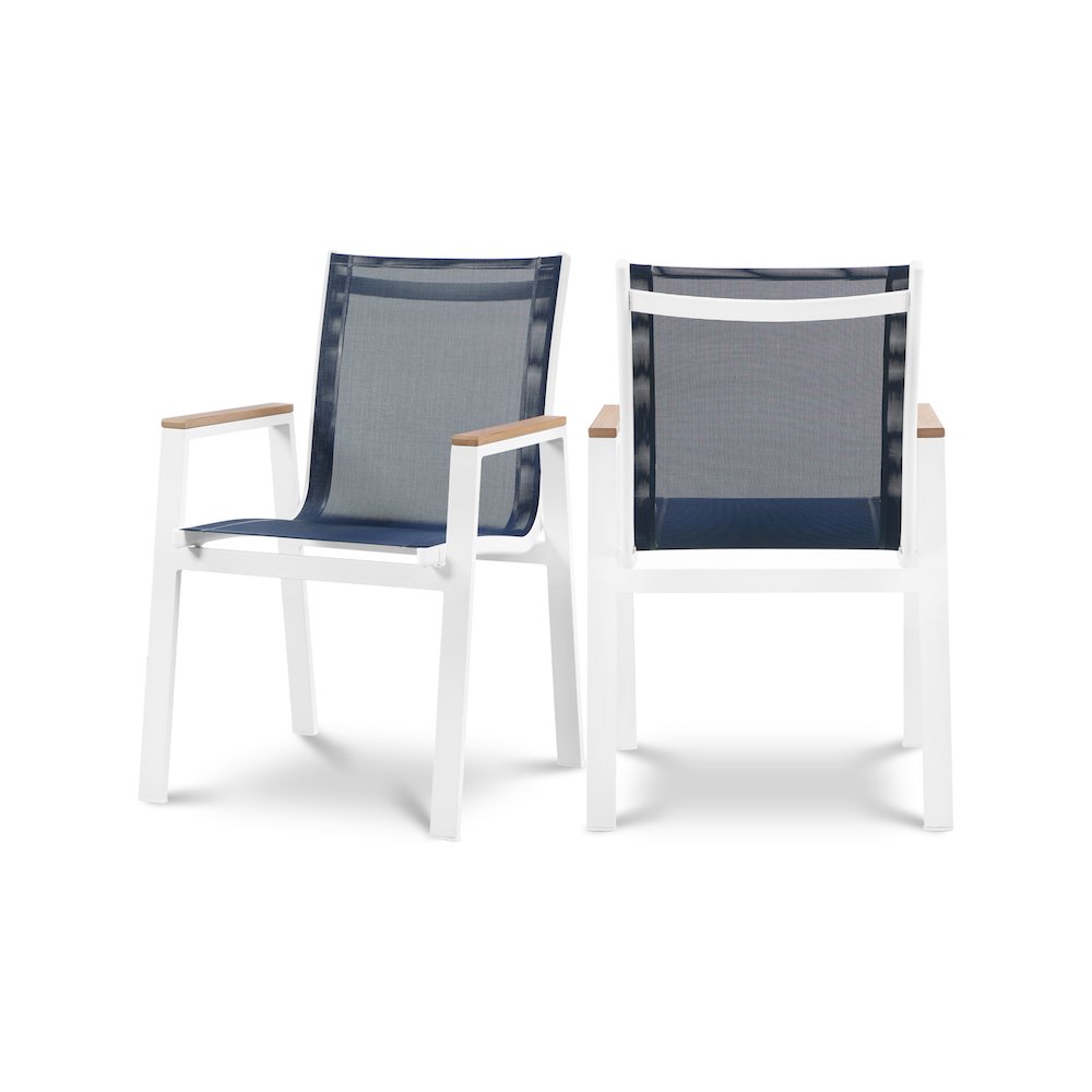 Nizuc Navy Mesh Water Resistant Fabric Outdoor Patio Dining Arm Chair, Set of 2. Picture 1