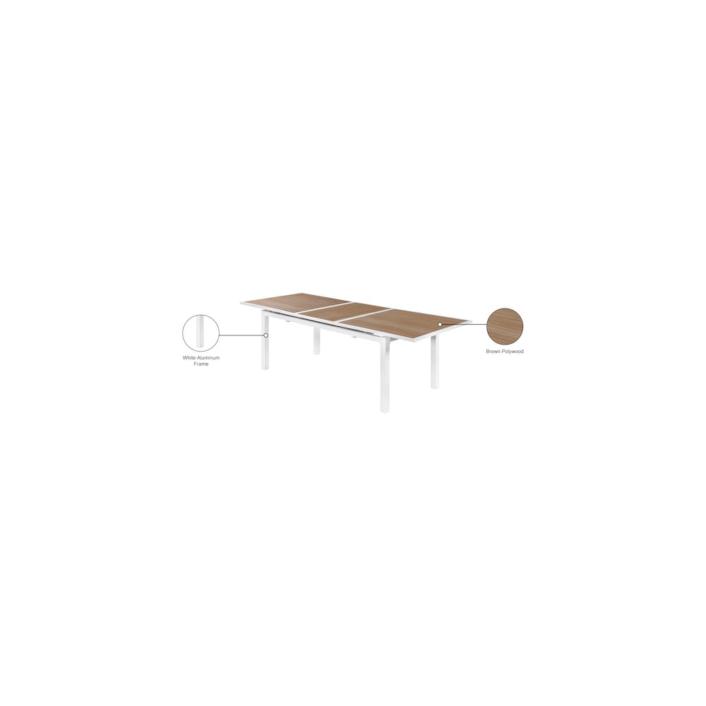 Nizuc Brown Wood Look Accent Paneling Outdoor Patio Dining Table. Picture 11