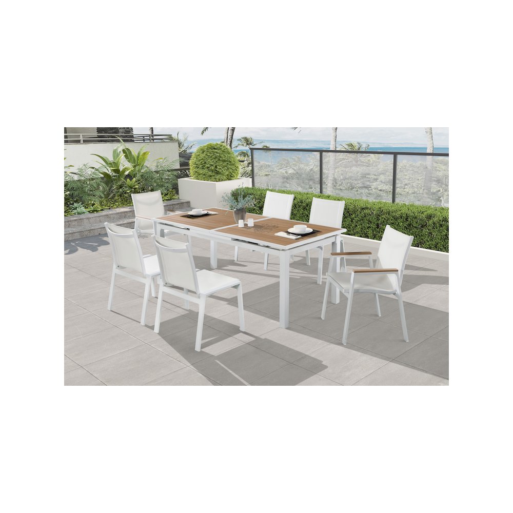Nizuc Brown Wood Look Accent Paneling Outdoor Patio Dining Table. Picture 3