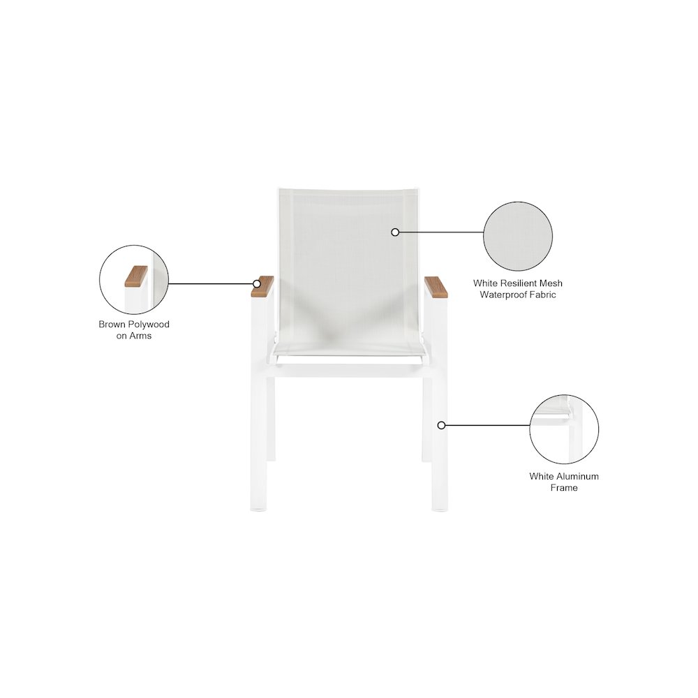 Nizuc White Mesh Water Resistant Fabric Outdoor Patio Dining Arm Chair, Set of 2. Picture 7