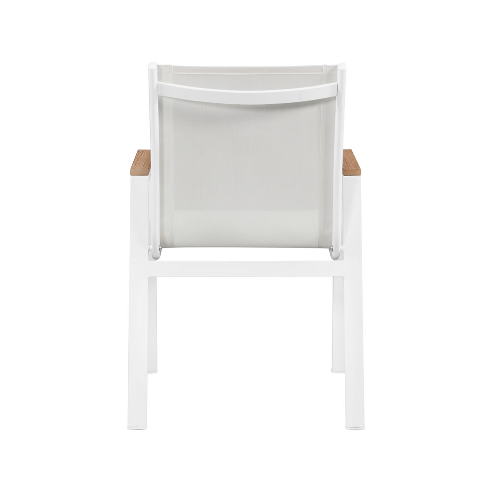 Nizuc White Mesh Water Resistant Fabric Outdoor Patio Dining Arm Chair, Set of 2. Picture 2