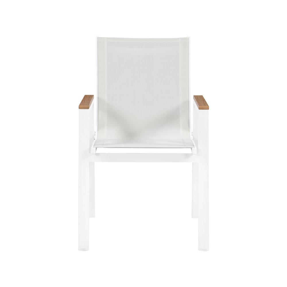 Nizuc White Mesh Water Resistant Fabric Outdoor Patio Dining Arm Chair, Set of 2. Picture 3