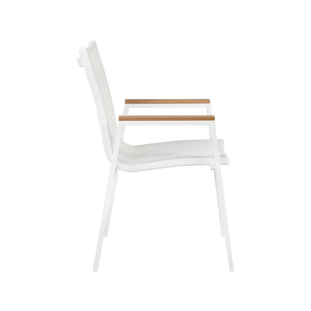 Nizuc White Mesh Water Resistant Fabric Outdoor Patio Dining Arm Chair, Set of 2. Picture 4