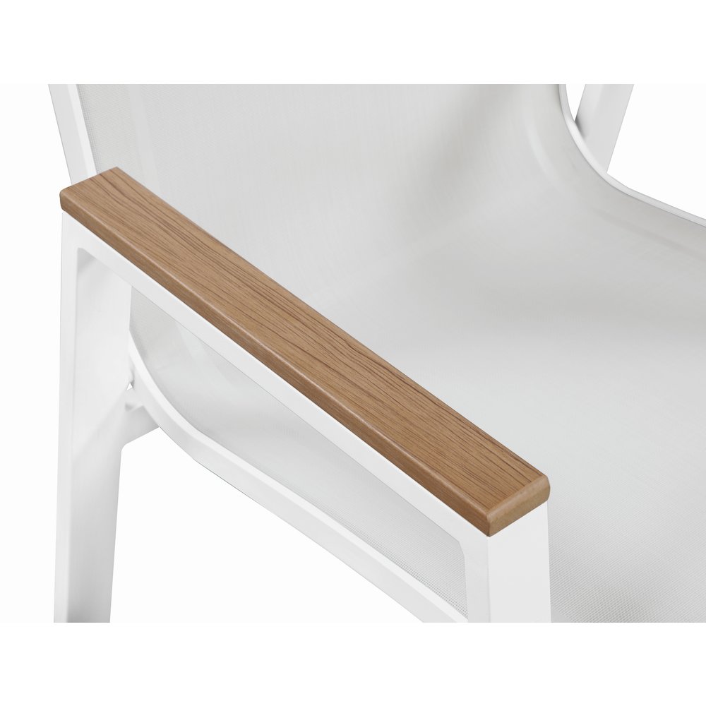 Nizuc White Mesh Water Resistant Fabric Outdoor Patio Dining Arm Chair, Set of 2. Picture 5