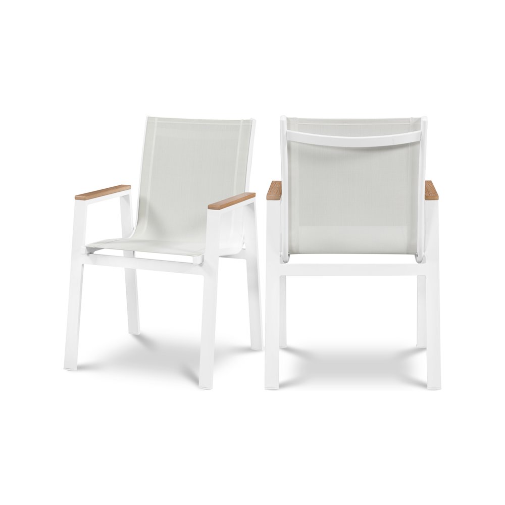 Nizuc White Mesh Water Resistant Fabric Outdoor Patio Dining Arm Chair, Set of 2. Picture 1