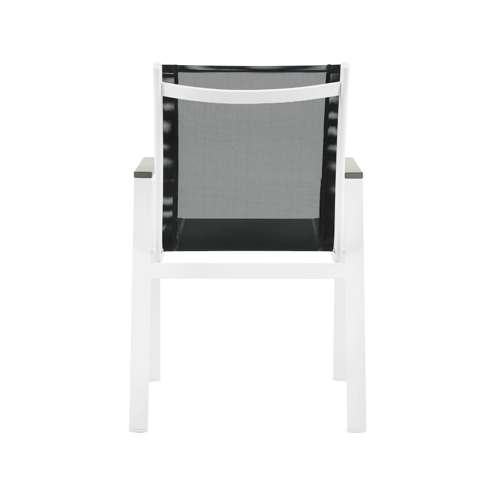 Nizuc Black Mesh Water Resistant Fabric Outdoor Patio Dining Arm Chair, Set of 2. Picture 2