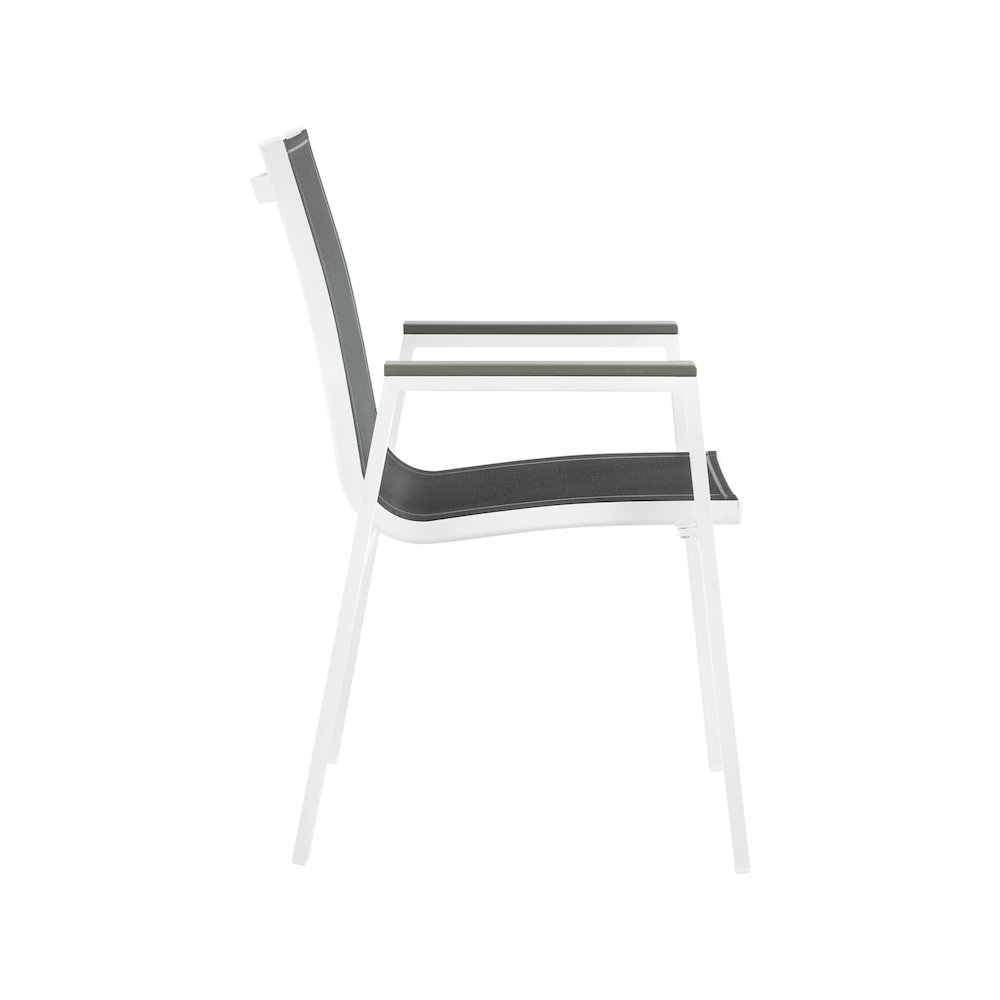 Nizuc Black Mesh Water Resistant Fabric Outdoor Patio Dining Arm Chair, Set of 2. Picture 4