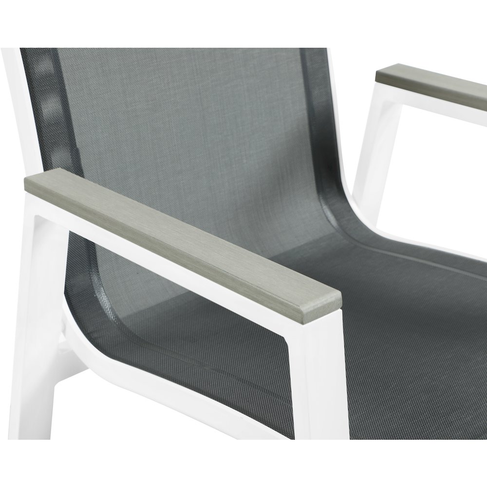 Nizuc Black Mesh Water Resistant Fabric Outdoor Patio Dining Arm Chair, Set of 2. Picture 5