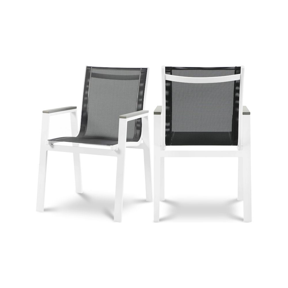 Nizuc Black Mesh Water Resistant Fabric Outdoor Patio Dining Arm Chair, Set of 2. Picture 1